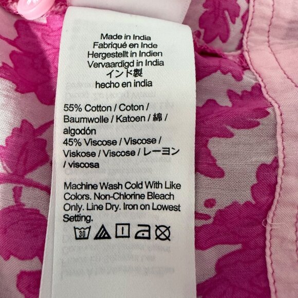 J. Crew Top Women's Small Button Front Tank Adjustable Strap Rosebud Floral Pink - Picture 11 of 15